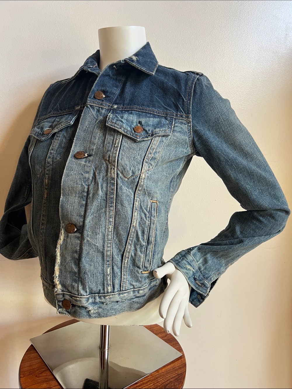 Denim & Supply Ralph Lauren Distressed trucker jacket blue ombre Jean Jacket